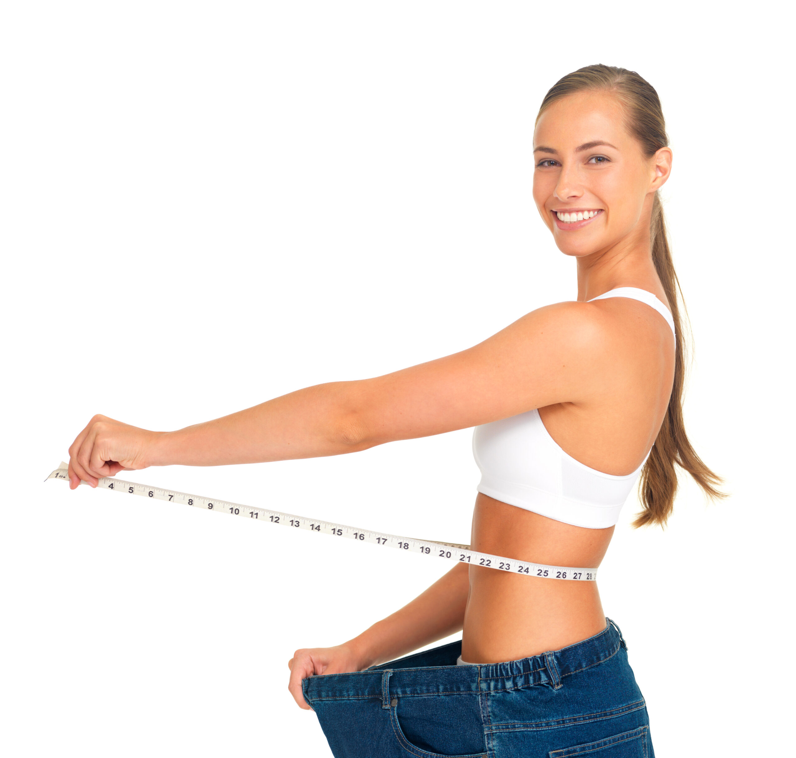 Measuring how much weight shes lost.